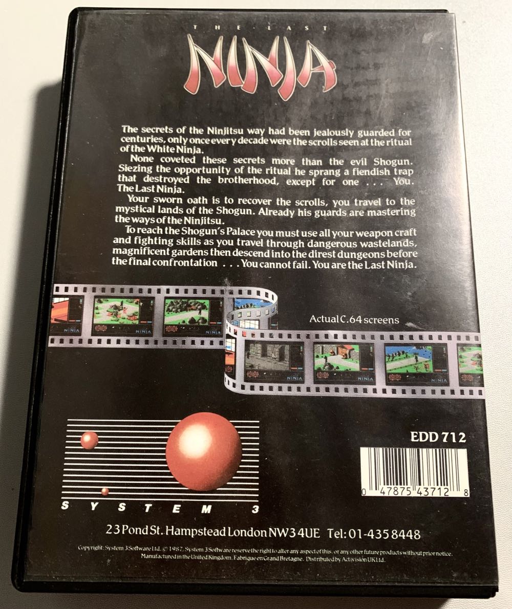 Last Ninja, The - Commodore 64 (System 3 - 1) video game collectible [Barcode 047875437128] - Main Image 3
