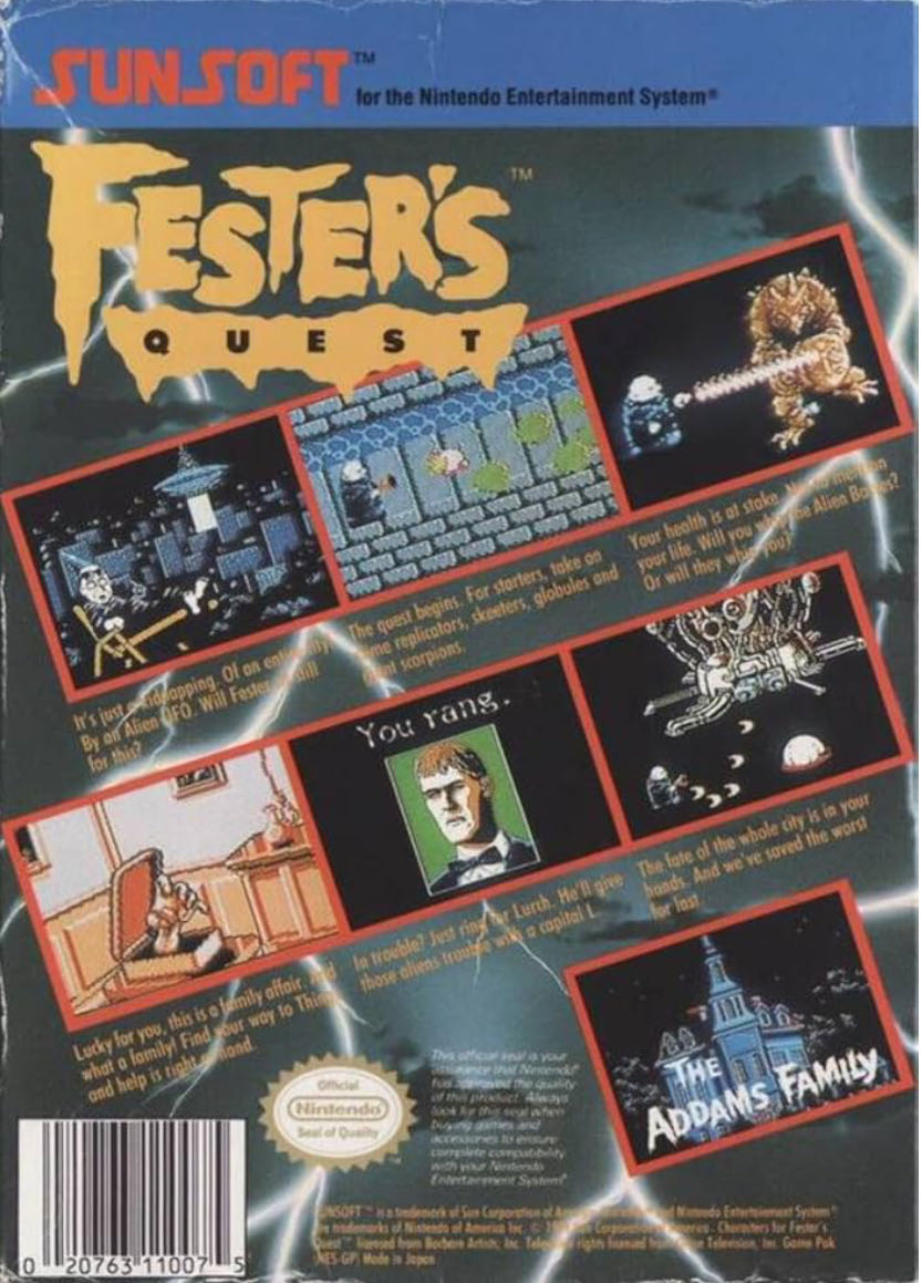 Fester’s Quest - Nintendo Entertainment System (NES) (SunSoft - 1) video game collectible - Main Image 2
