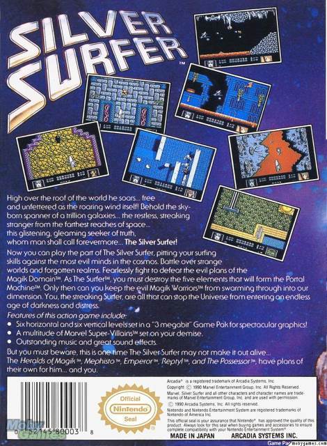 Silver Surfer - Nintendo Entertainment System (NES) (Arcadia Systems - 1) video game collectible [Barcode 052145800038] - Main Image 2