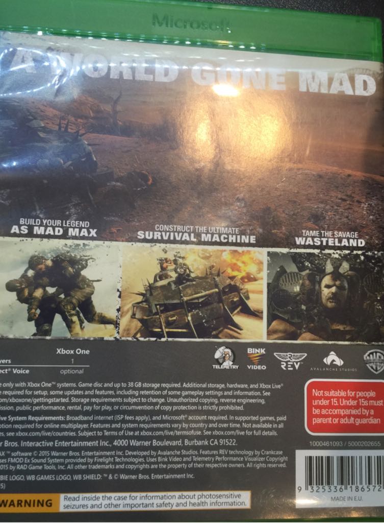 Mad Max - Microsoft Xbox One (Boite Et Notice - 1) video game collectible [Barcode 9325336186572] - Main Image 2