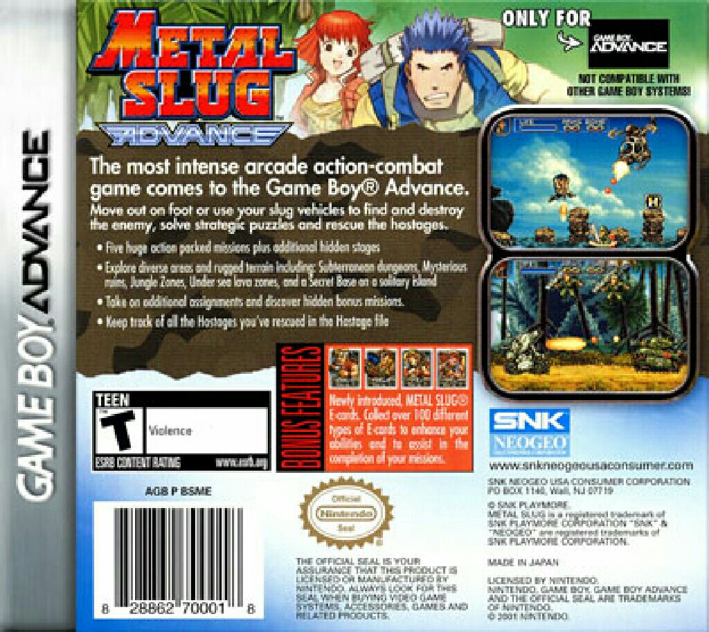 Metal Slug Advance - Nintendo Game Boy Advance (GBA) (Ignition Entertainment - 1) video game collectible [Barcode 5060050940126] - Main Image 2