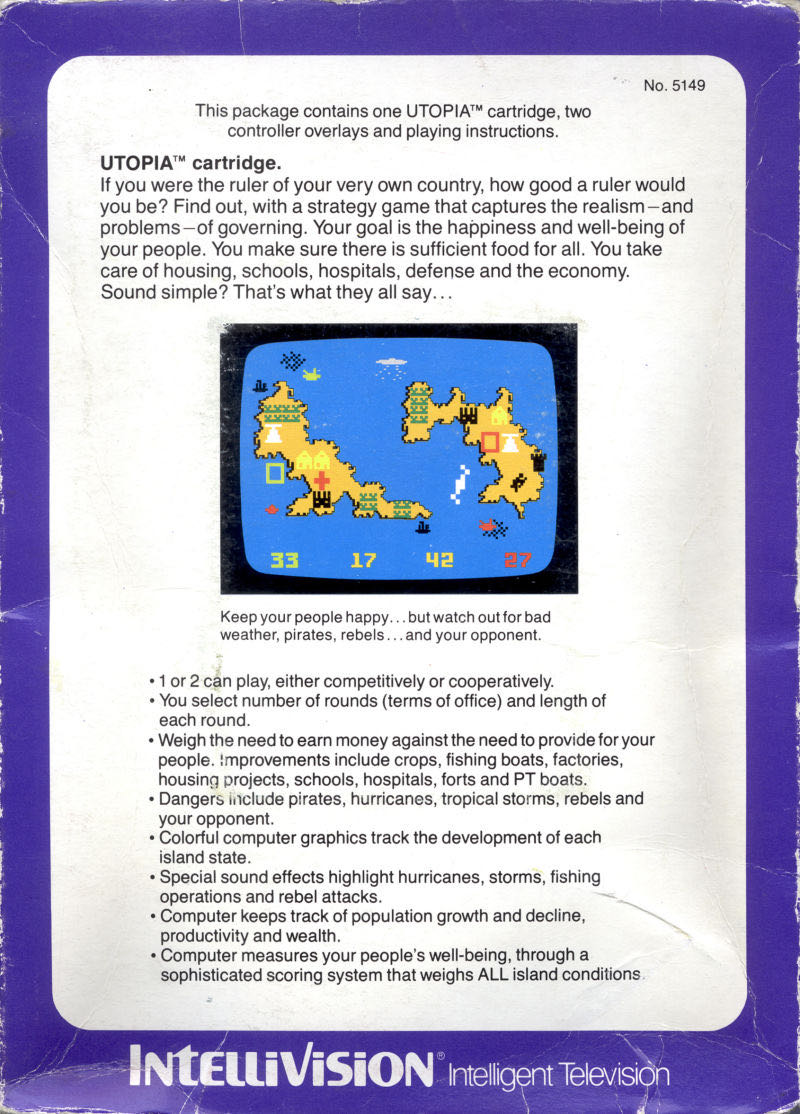 Utopia - Intellivision (Mattel - 1-2) video game collectible - Main Image 2