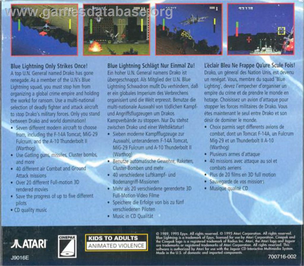 Blue Lightning - Atari Jaguar (Atari Corporation) video game collectible - Main Image 2