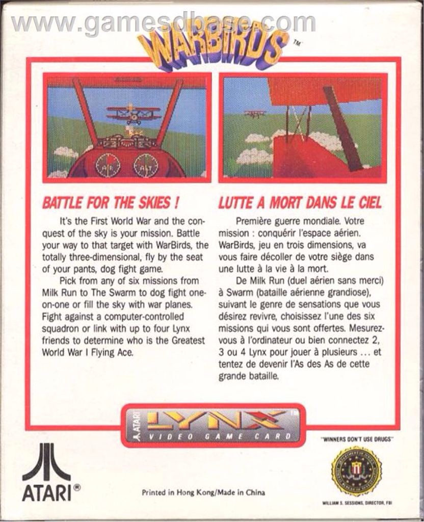 Warbirds - Atari Lynx video game collectible - Main Image 2