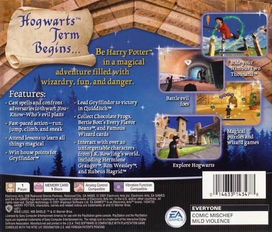 Harry Potter and the Philosophers Stone - Sony PlayStation (Electronic Arts - 1) video game collectible [Barcode 014633350135] - Main Image 2