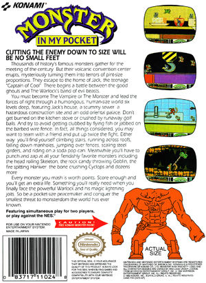 Monster In My Pocket - Nintendo Entertainment System (NES) (Konami - 1-2) video game collectible - Main Image 2