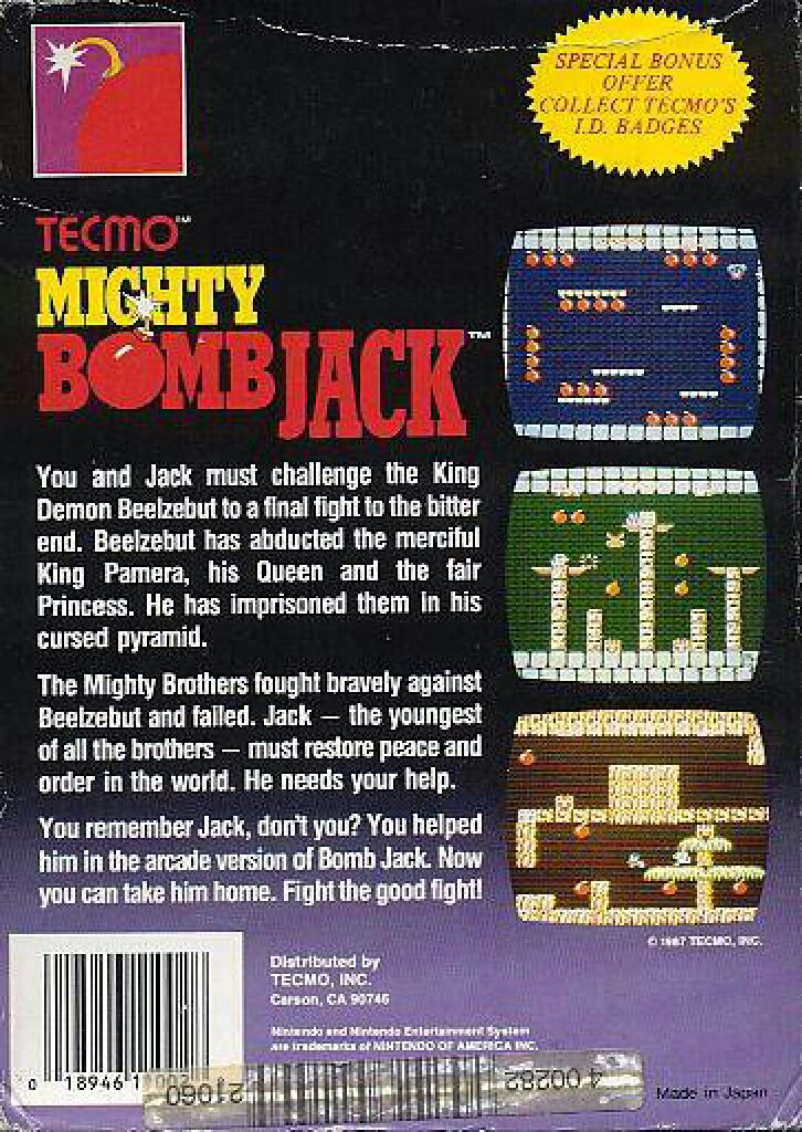 Mighty Bomb Jack - Nintendo Entertainment System (NES) (Tecmo - 2) video game collectible - Main Image 2