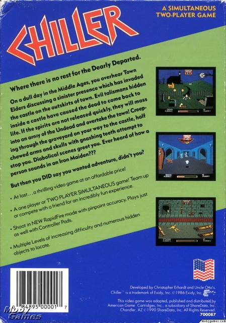 Chiller - Nintendo Entertainment System (NES) (Mastertronic - 2) video game collectible [Barcode 084895000017] - Main Image 2