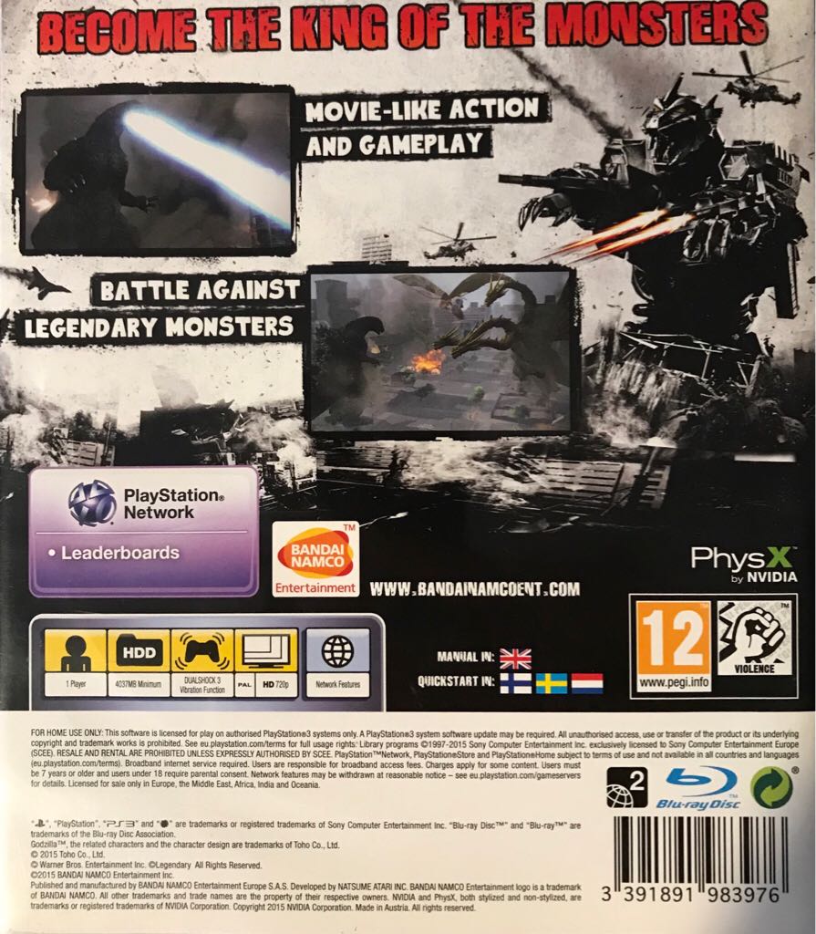 Godzilla - Sony PlayStation 3 (PS3) (Bandai Namco - 1) video game collectible [Barcode 3391891983976] - Main Image 2