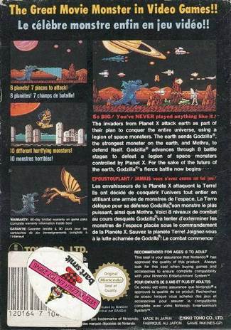 Godzilla - Nintendo Entertainment System (NES) (Toho Co - 1) video game collectible - Main Image 2
