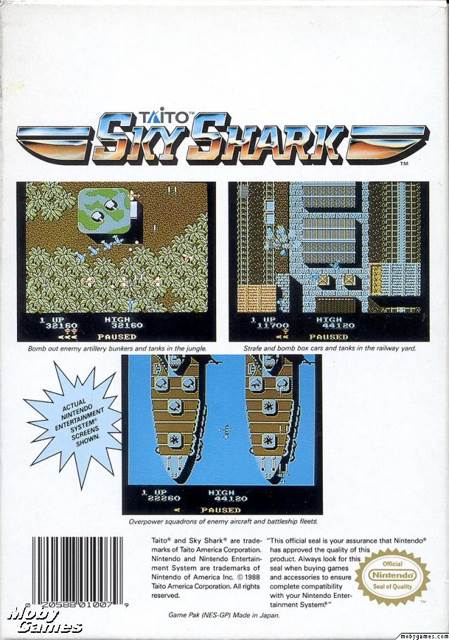 Sky Shark - Nintendo Entertainment System (NES) (Taito - 1) video game collectible [Barcode 020588010079] - Main Image 2