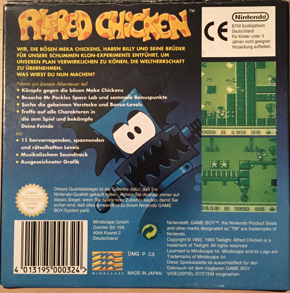 Alfred Chicken - Nintendo Game Boy (Mindscape - 1) video game collectible [Barcode 4013195000324] - Main Image 2