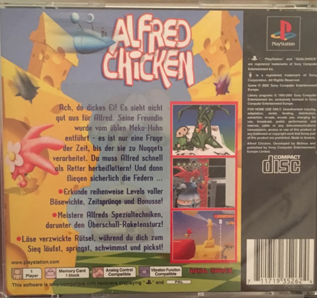 Alfred Chicken - Sony PlayStation (1) video game collectible [Barcode 711719352624] - Main Image 2