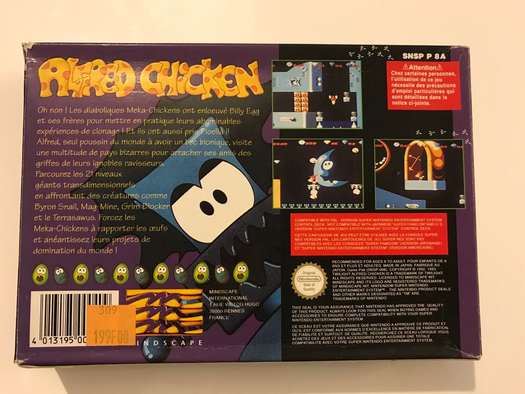 Alfred Chicken - Nintendo Super Nintendo Entertainment System (SNES) video game collectible - Main Image 2