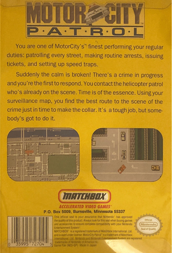 Motor City Patrol - Nintendo Entertainment System (NES) video game collectible [Barcode 035995727045] - Main Image 2