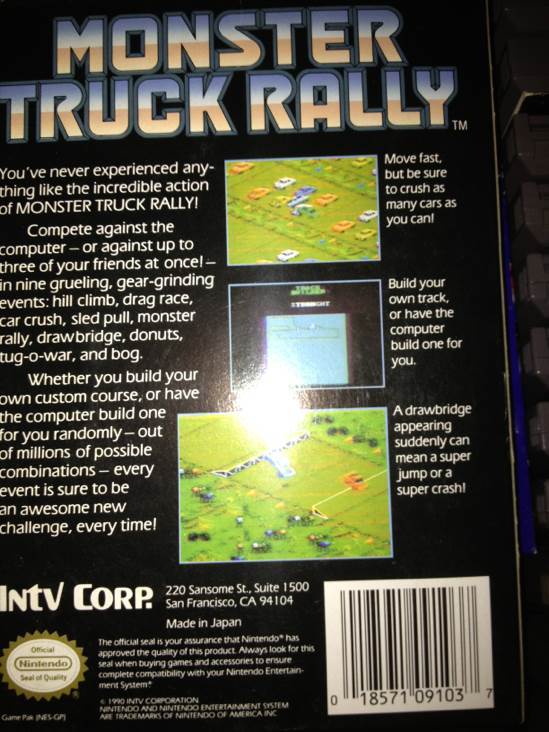 Monster Truck Rally - Nintendo Entertainment System (NES) video game collectible - Main Image 2