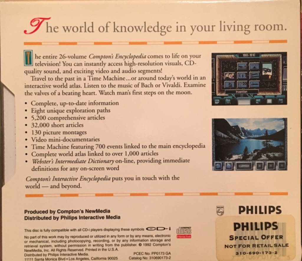 Comptons Interactive Encyclopedia - Philips CD-I (Philips Interactive Media - 1) video game collectible [Barcode 2734686017325] - Main Image 2