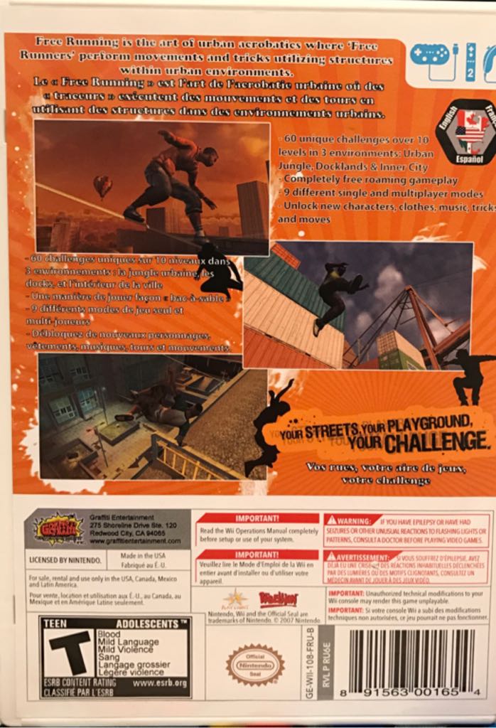 Free Running - Nintendo Wii (Graffiti Entertainment - 2) video game collectible [Barcode 891563001654] - Main Image 2
