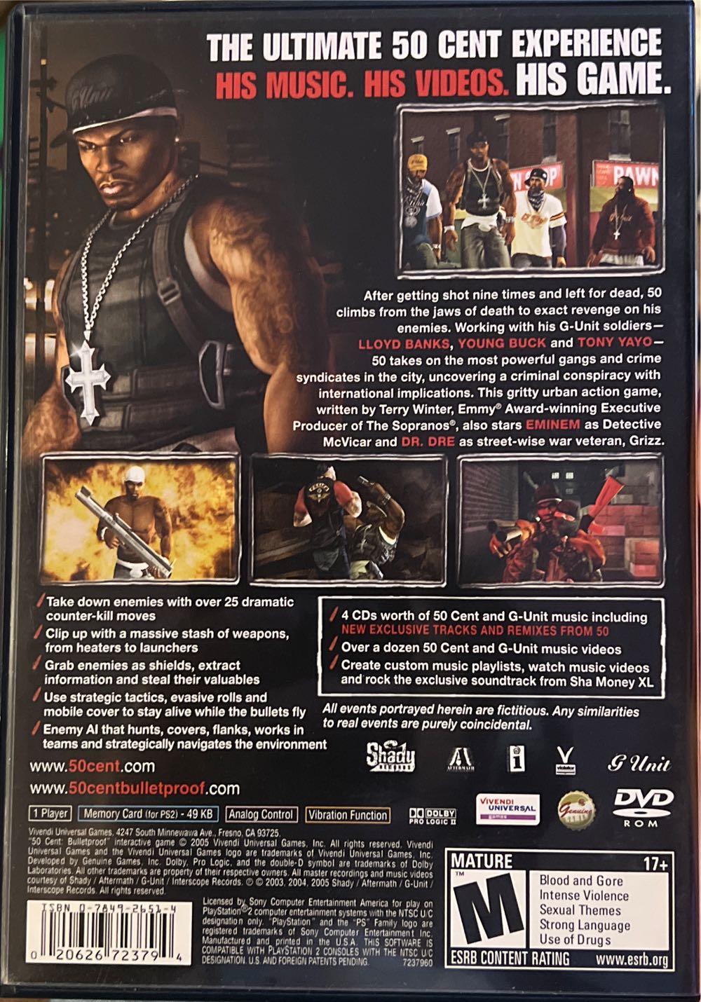 50 Cent: Bulletproof - Sony PlayStation 2 (PS2) (Vivendi Games - 1) video game collectible [Barcode 020626723794] - Main Image 3