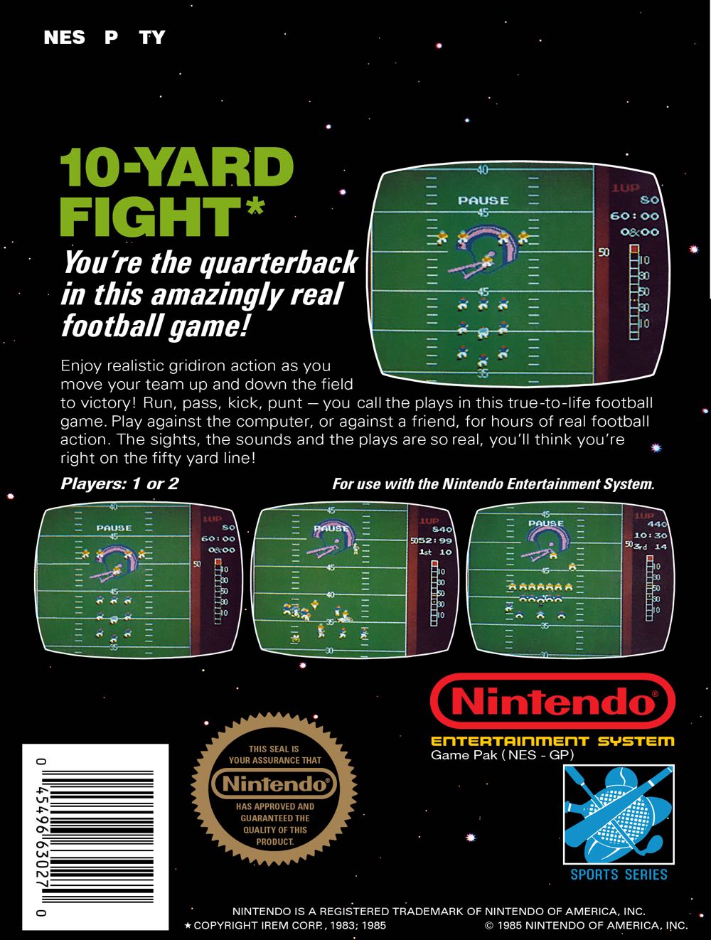 _10-Yard Fight - Nintendo Entertainment System (NES) video game collectible - Main Image 2