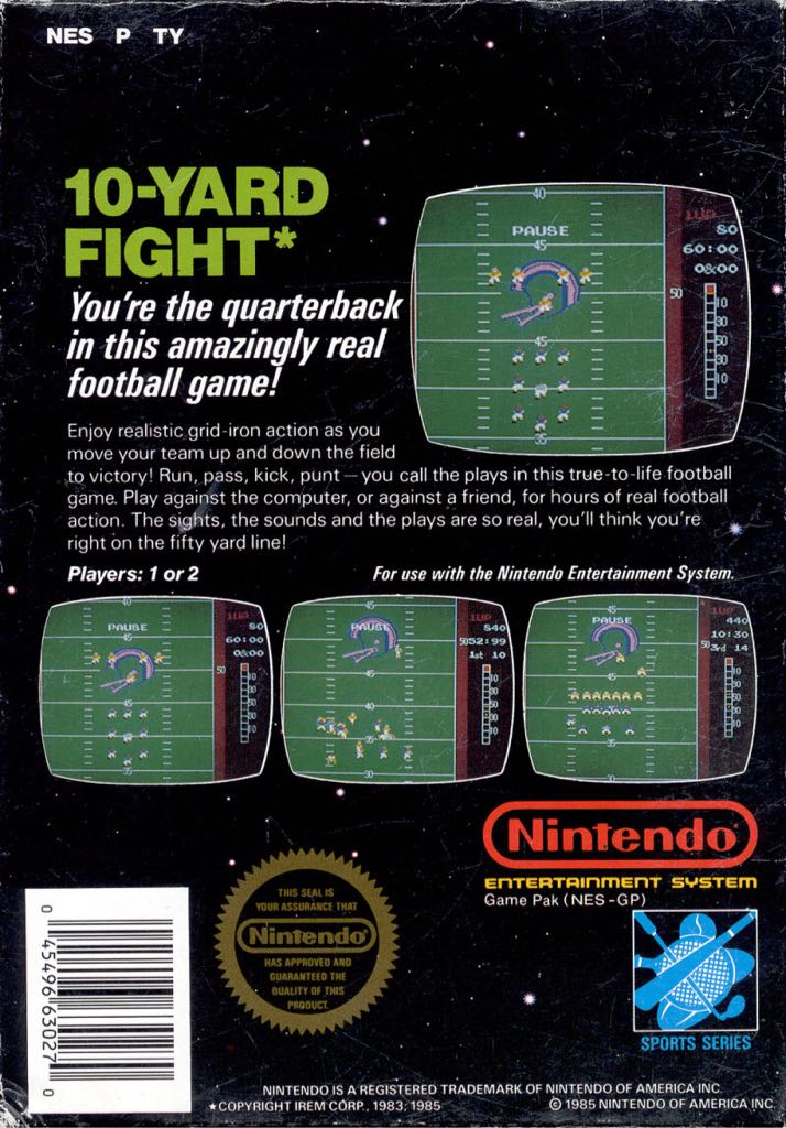 10-Yard Fight - Nintendo Entertainment System (NES) (Nintendo) video game collectible - Main Image 2