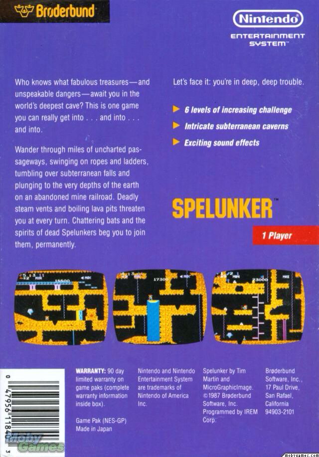 Spelunker - Nintendo Entertainment System (NES) video game collectible - Main Image 2