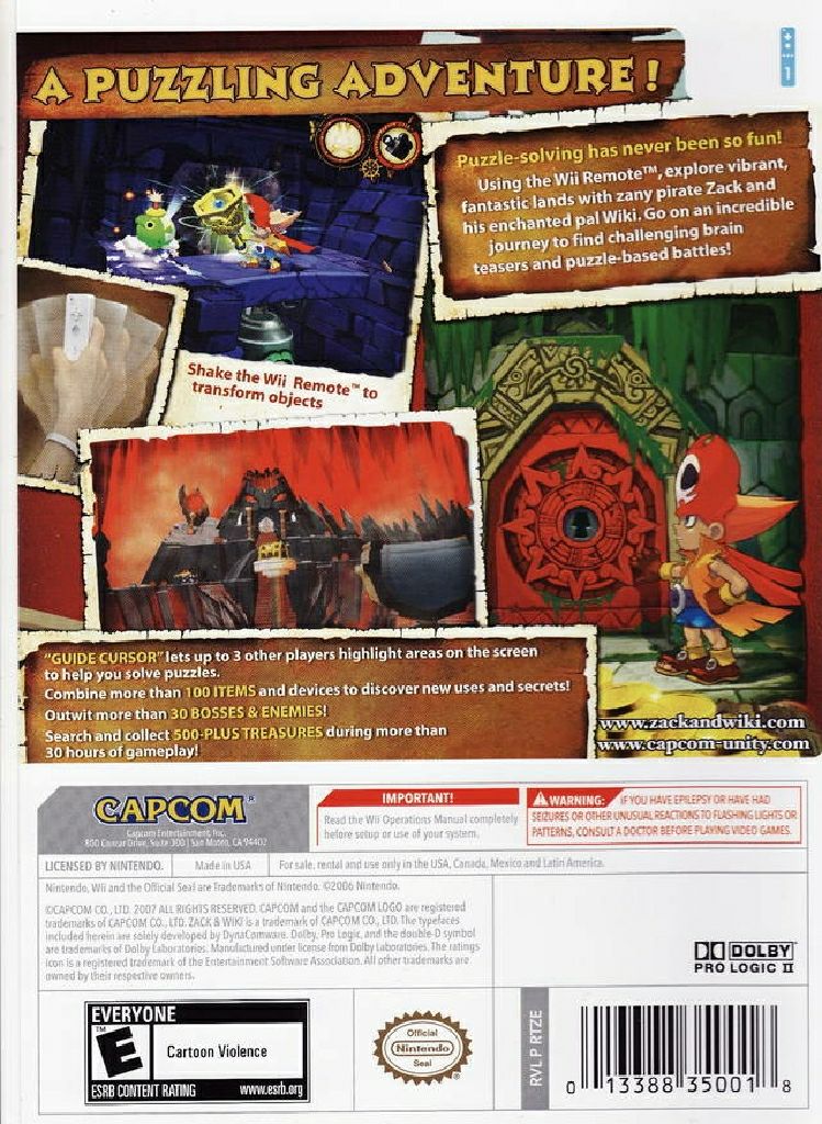 Zack & Wiki: Quest For Barbaros’ Treasure - Nintendo Wii (Capcom - 1) video game collectible [Barcode 045496364489] - Main Image 2