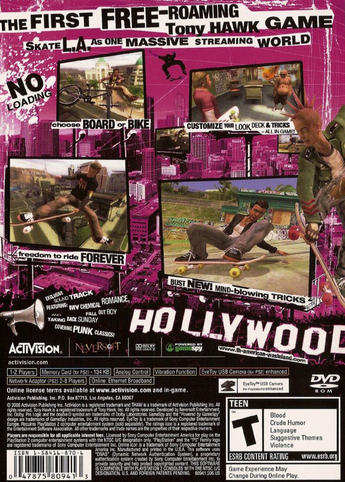 Tony Hawk’s American Wasteland - Sony PlayStation 2 (PS2) (Activision Blizzard - 2) video game collectible [Barcode 047875809413] - Main Image 2