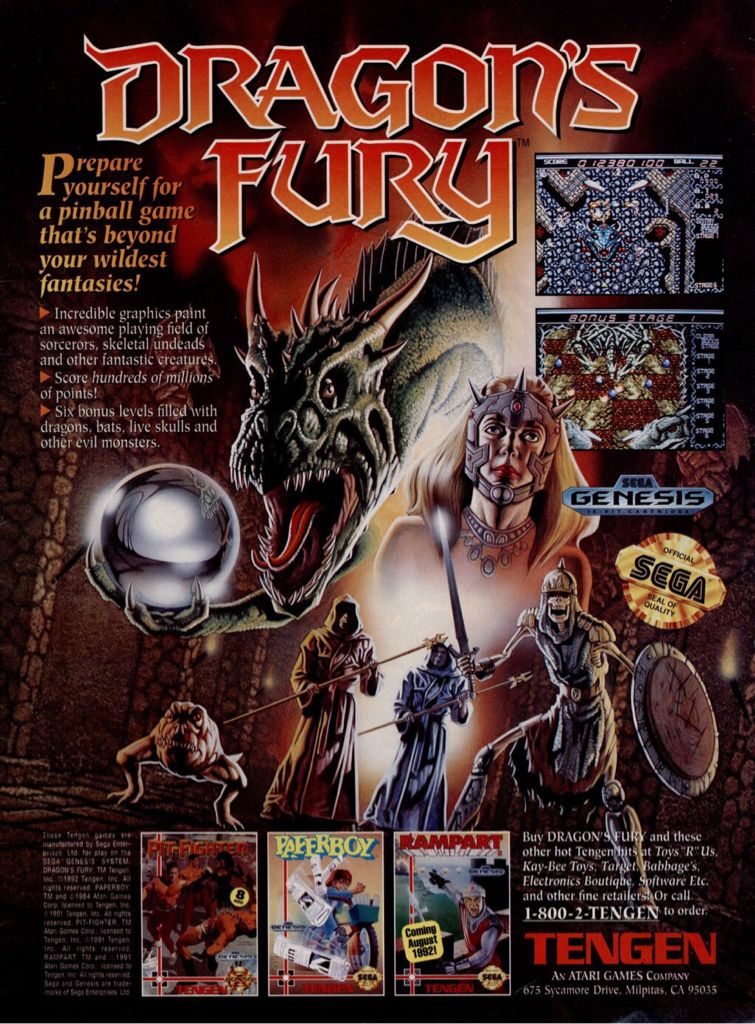 Dragon’s Fury - Sega Genesis (Mega Drive) (Tengen) video game collectible - Main Image 2