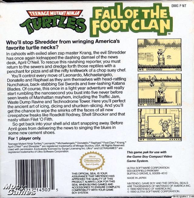 Teenage Mutant Ninja Turtles: Fall of the Foot Clan - Nintendo Game Boy video game collectible - Main Image 2