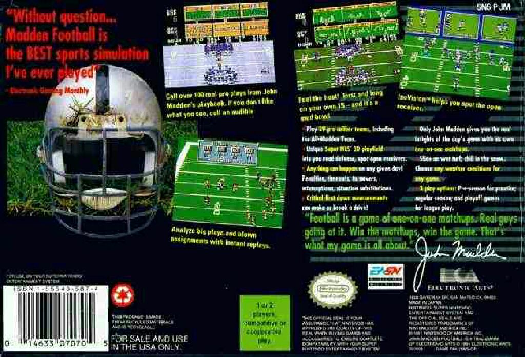 Madden NFL ’94 :CIB - Nintendo Super Nintendo Entertainment System (SNES) video game collectible - Main Image 2