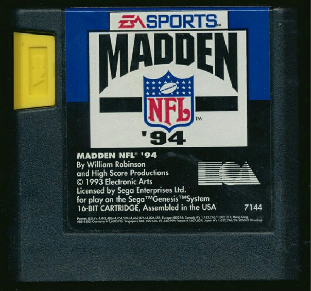 Madden NFL ’94 - Sega Genesis (Mega Drive) ((EA) Electronic Arts) video game collectible - Main Image 2