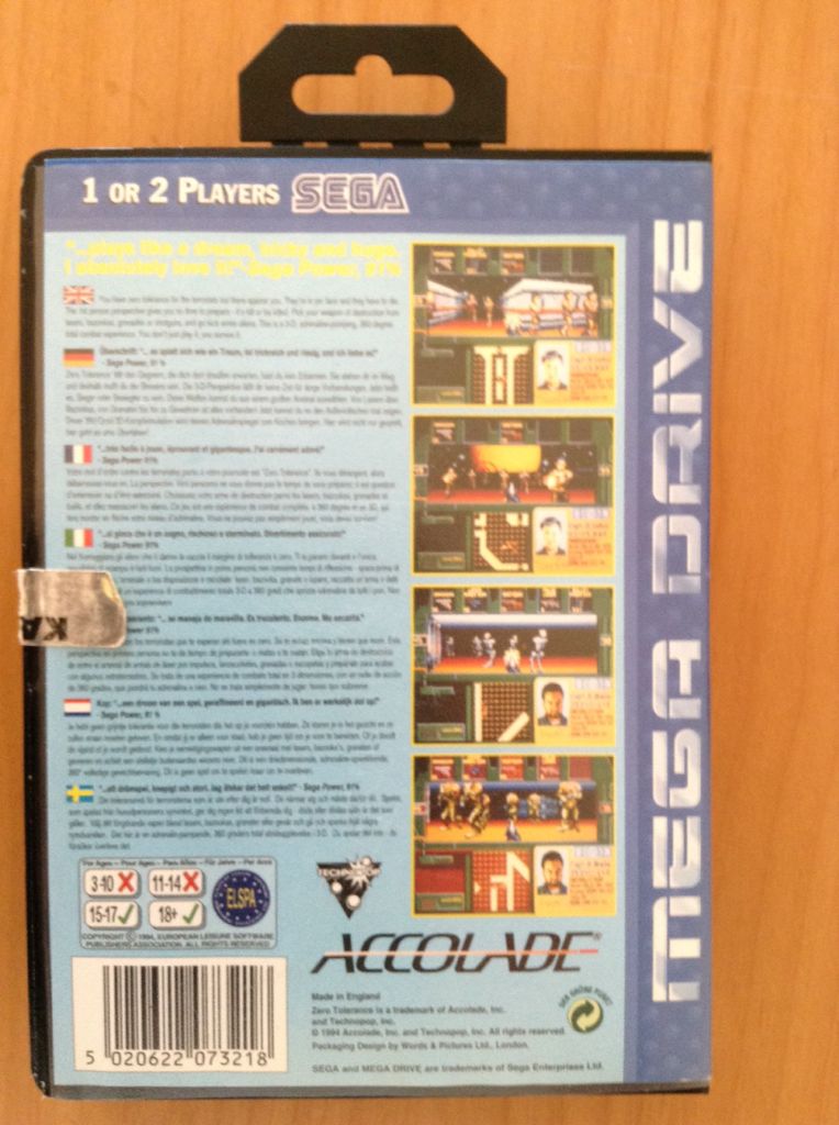 Zero Tolerance - Sega Mega Drive (Boite Et Notice - 1-2) video game collectible [Barcode 5020622066210] - Main Image 2
