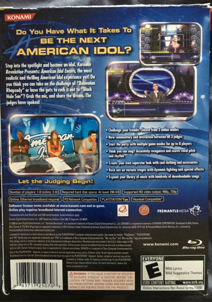 Karaoke Revolution Presents: American Idol Encore BUNDLE - Sony PlayStation 3 (PS3) video game collectible [Barcode 083717250708] - Main Image 2