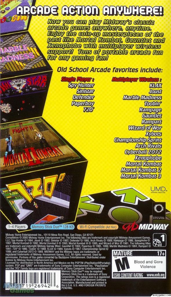 Midway Arcade Treasures Extended Play - Sony PlayStation Portable (PSP) (Midway Games - 1) video game collectible [Barcode 5037930120015] - Main Image 2
