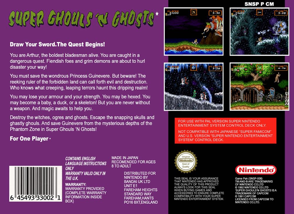 Super Ghouls ’N Ghosts - Nintendo Super Nintendo Entertainment System (SNES) (Capcom) video game collectible - Main Image 2