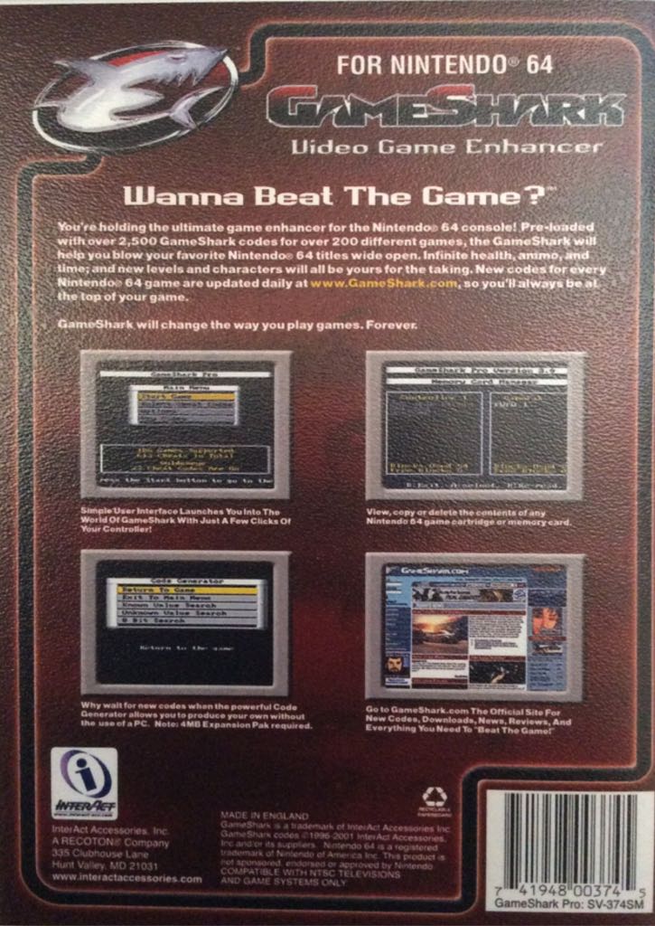 GameShark - Nintendo 64 (N64) (InterAct Accessories, Inc.) video game collectible [Barcode 741948003745] - Main Image 2