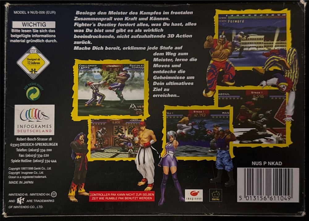 Fighters Destiny - Nintendo 64 (N64) (Ocean - 2) video game collectible [Barcode 5013156611049] - Main Image 2