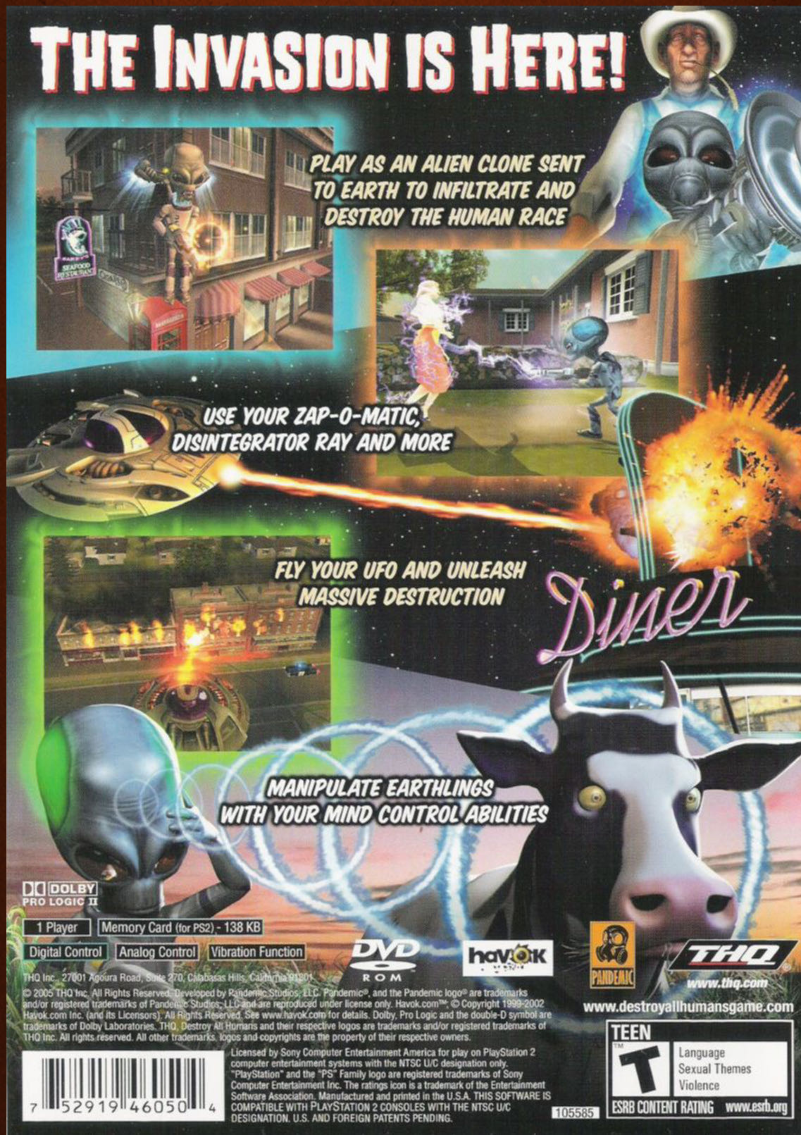 Destroy All Humans! - Sony PlayStation 2 (PS2) (THQ Nordic - 1) video game collectible [Barcode 4005209063951] - Main Image 2