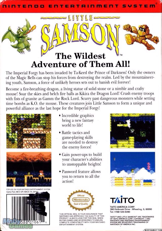 Little Samson - Nintendo Entertainment System (NES) video game collectible - Main Image 2