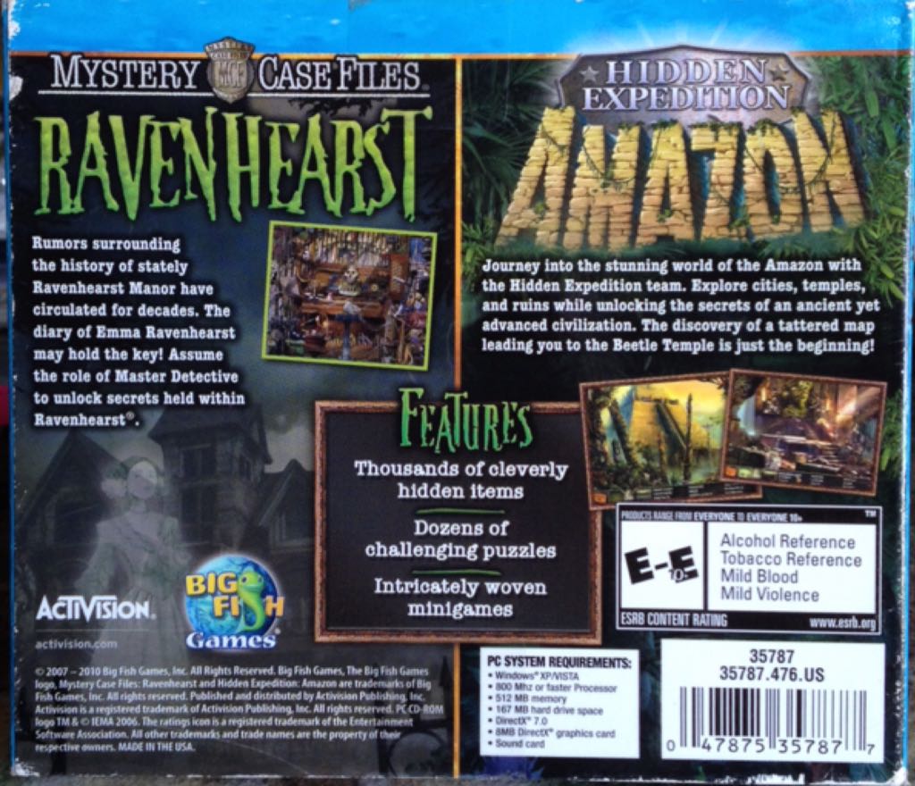 Hidden Object Adventure 2 Game Pack: Ravenhearst And Hidden Expedition Amazon - PC (Big Fish Games - 1) video game collectible [Barcode 047875357877] - Main Image 2