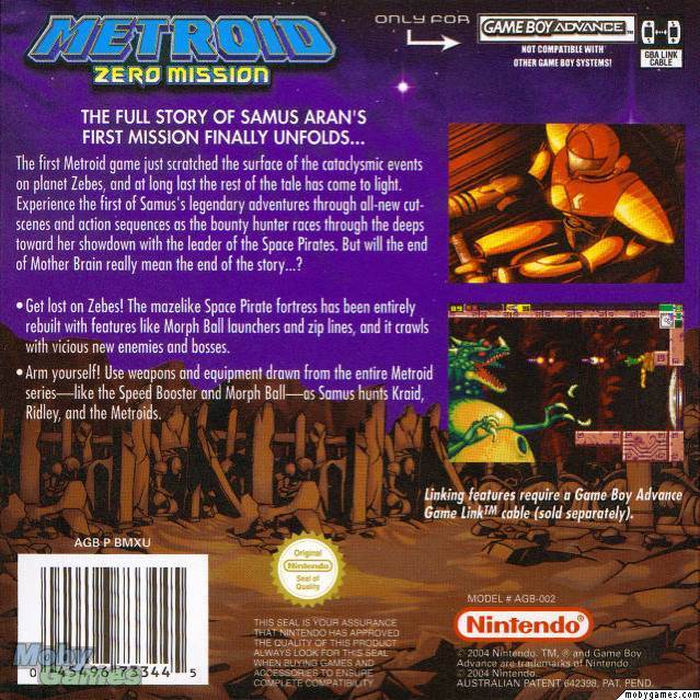 Metroid - Zero Mission - Nintendo Game Boy Advance (GBA) (Nintendo - 1) video game collectible [Barcode 025496737445] - Main Image 2