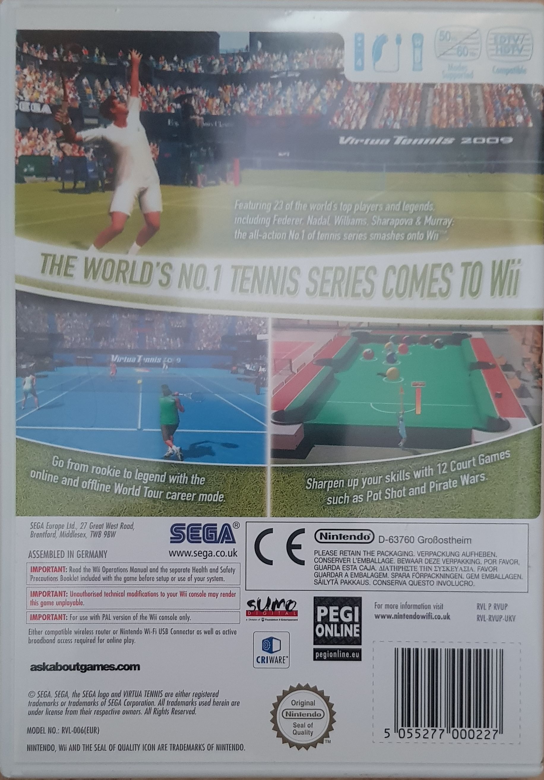 Virtua Tennis 2009 - Nintendo Wii video game collectible [Barcode 5055277000227] - Main Image 2