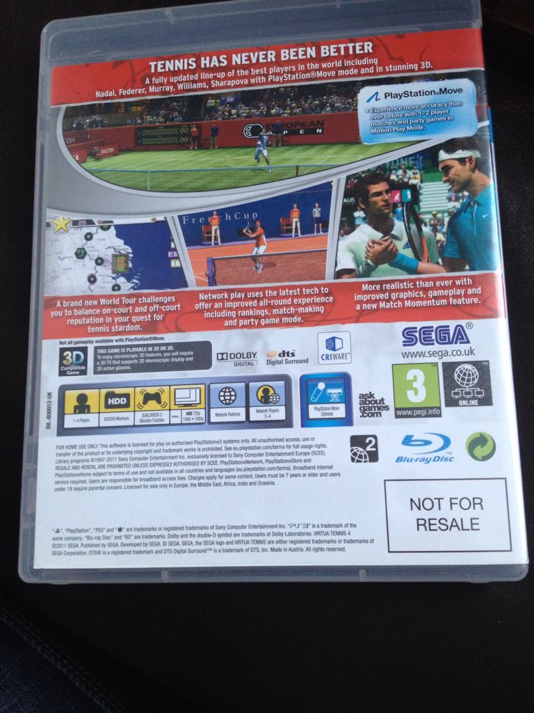 Virtua Tennis 4 - Sony PlayStation 3 (PS3) (Sega - 1-4) video game collectible - Main Image 2