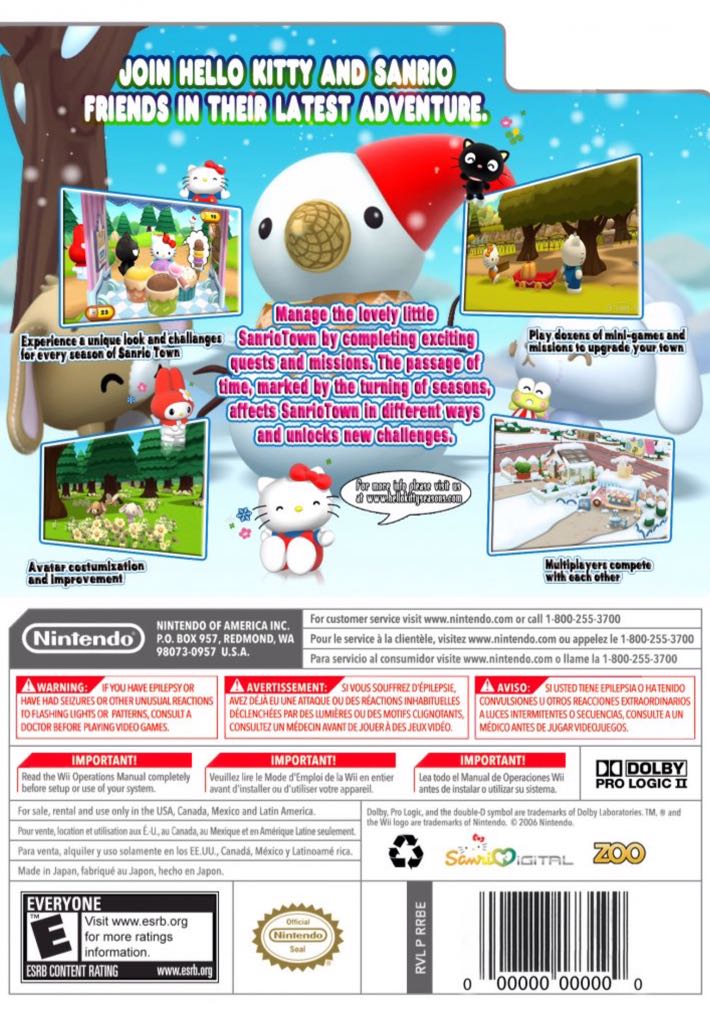 Hello Kitty Seasons - Nintendo Wii (Zoo Publishing Inc. - 1-4) video game collectible [Barcode 802068103200] - Main Image 2