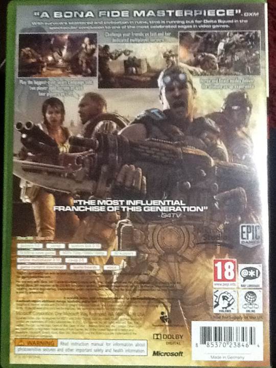 Gears Of War 3 - Microsoft Xbox 360 (Microsoft Game Studios - 6) video game collectible [Barcode 885370238464] - Main Image 2