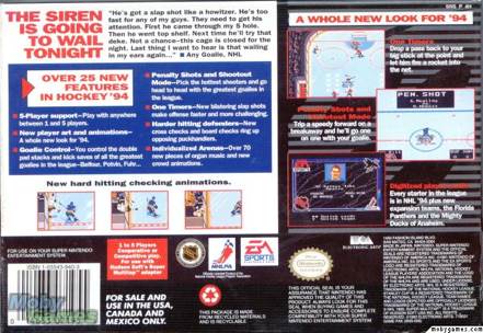 NHL’ 94 - Nintendo Super Nintendo Entertainment System (SNES) (Electronic Arts - 2) video game collectible [Barcode 014633071955] - Main Image 2