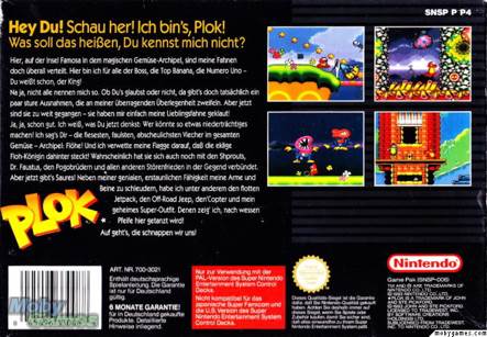 Plok - Nintendo Super Nintendo Entertainment System (SNES) video game collectible - Main Image 2