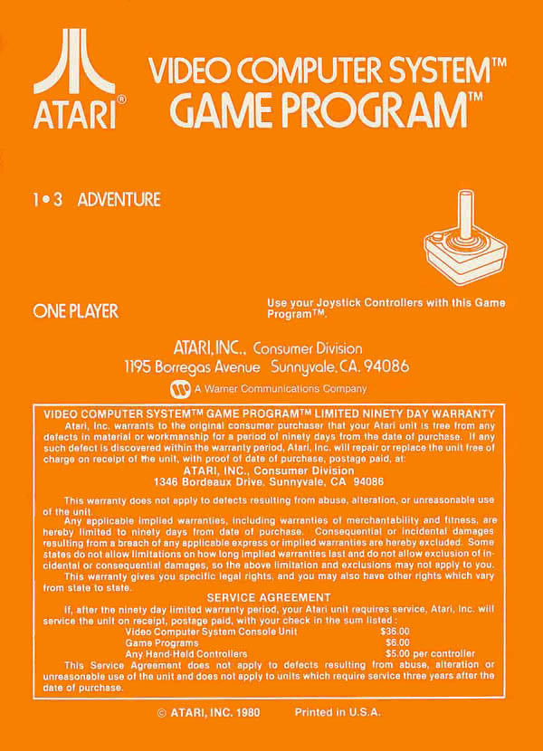 Adventure - Atari 2600 (Atari, Inc. - 1) video game collectible - Main Image 2