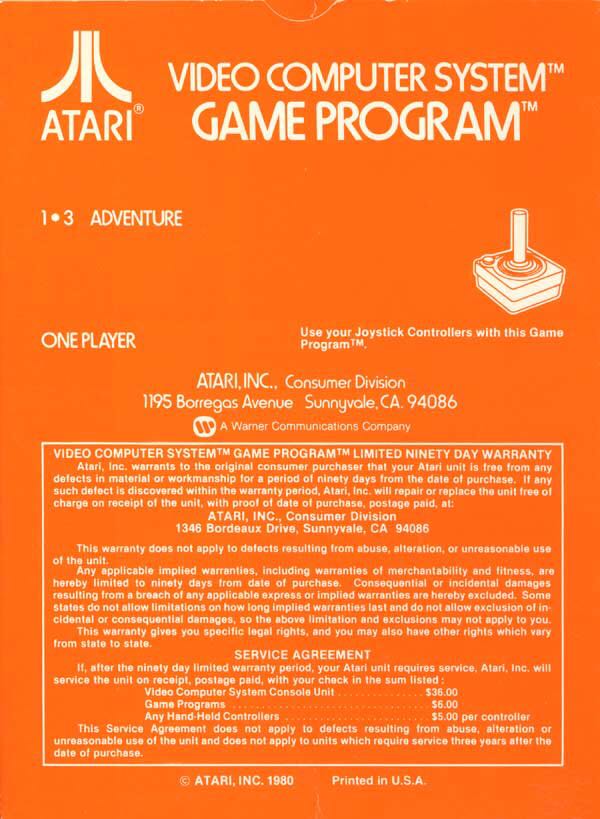 Adventure - Atari 2600 (Atari - 1) video game collectible - Main Image 2